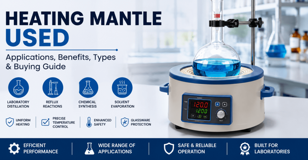 Heating Mantle Used: Applications, Benefits, Working Principle & Buying Guide 1 Heating Mantle Used for Laboratory Distillation, Chemical Synthesis and Reflux Applications